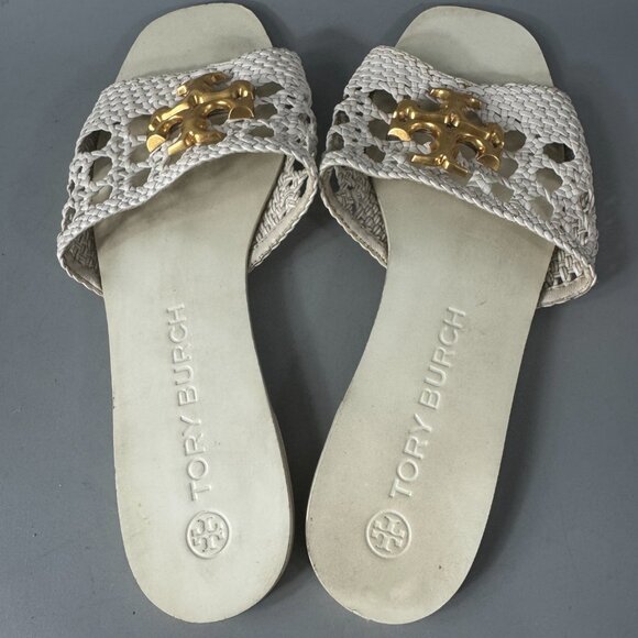 Tory Burch Eleanor Woven Leather Slides, Size 10 M - Picture 9 of 13